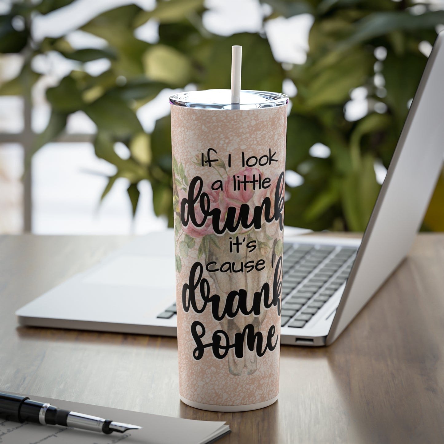 Skinny Steel Tumbler with Straw, 20oz