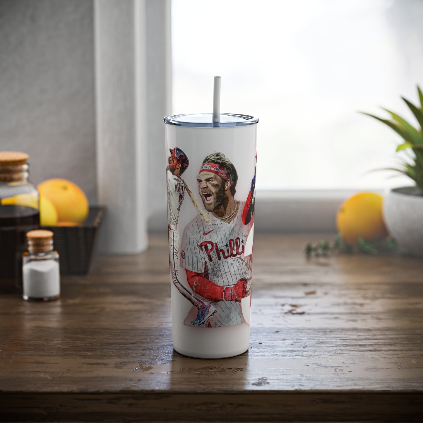 Skinny Steel Tumbler with Straw, 20oz