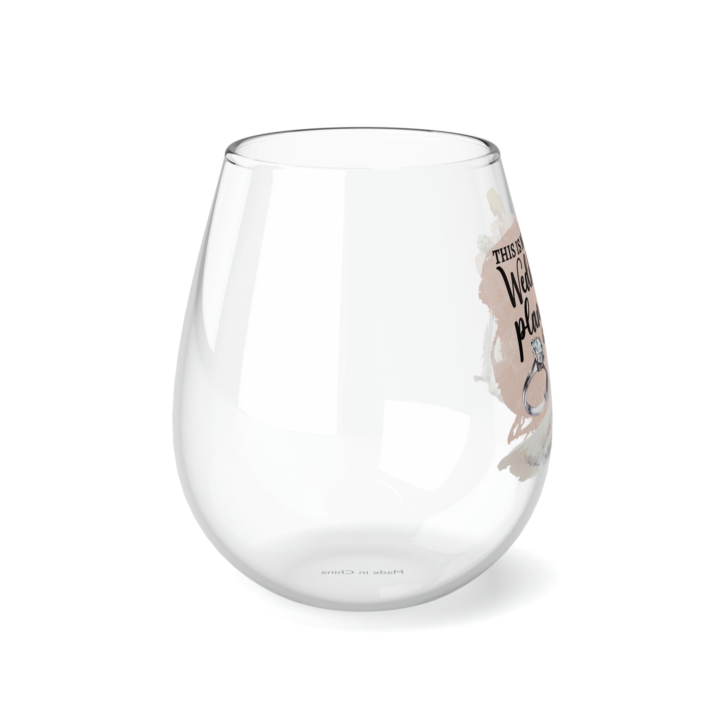 Wedding planning glass blonde Stemless Wine Glass, 11.75oz