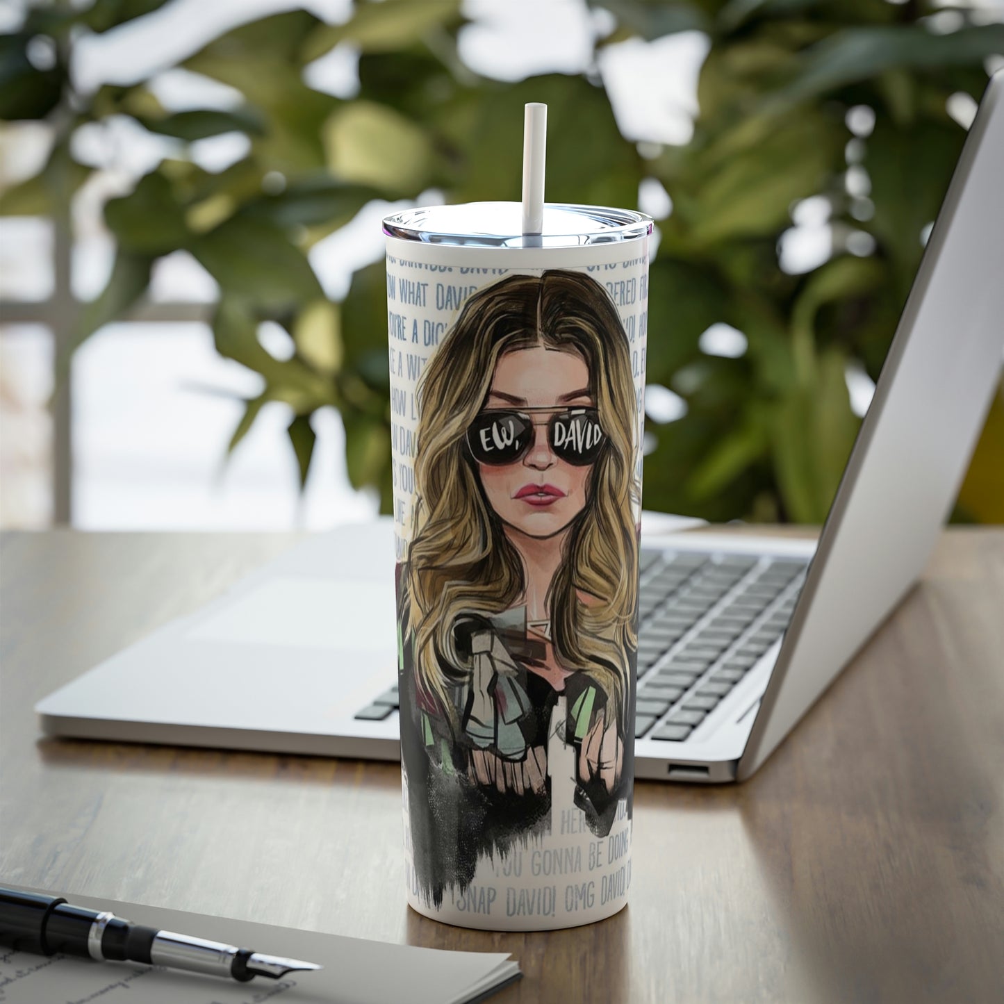 Skinny Steel Tumbler with Straw, 20oz