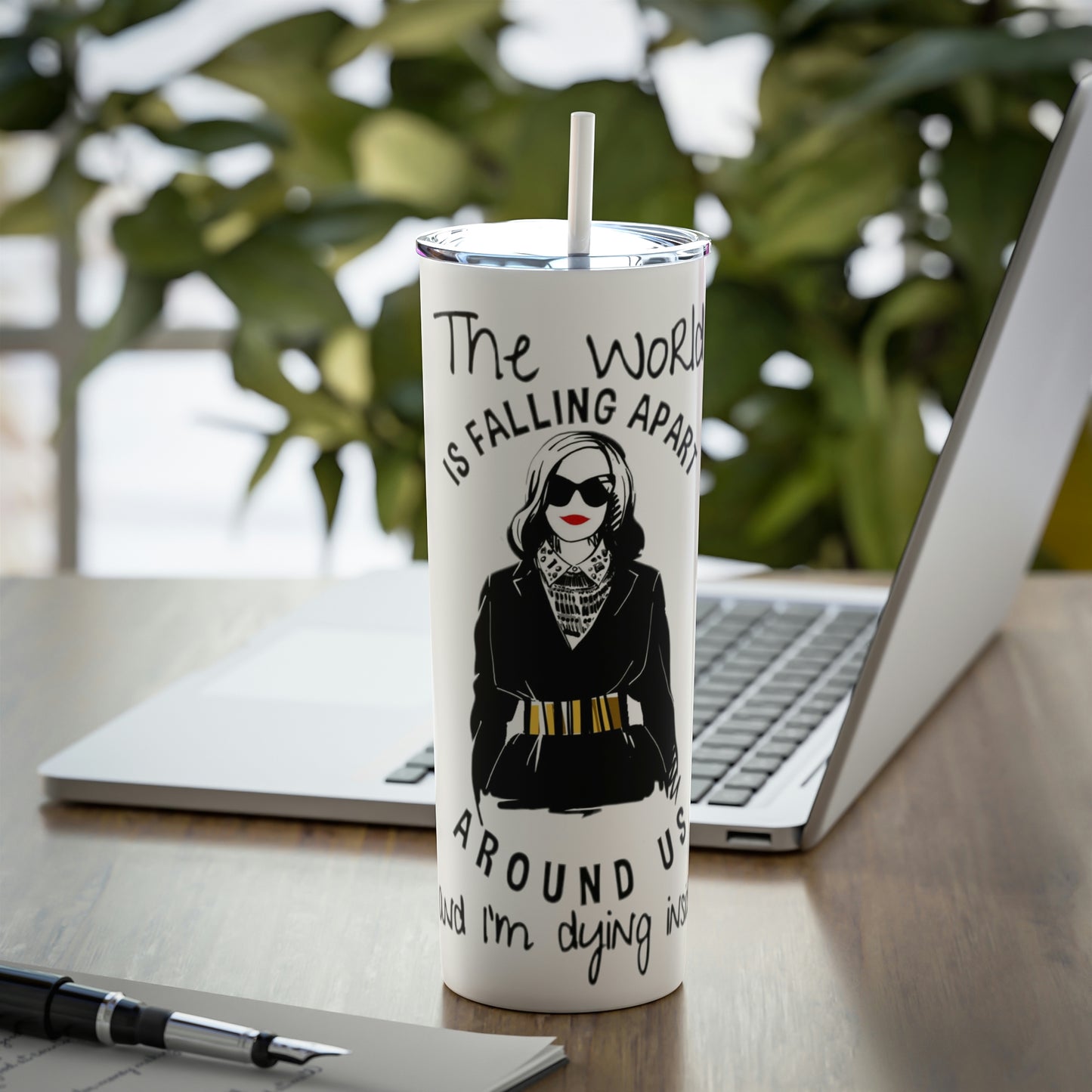 Skinny Steel Tumbler with Straw, 20oz