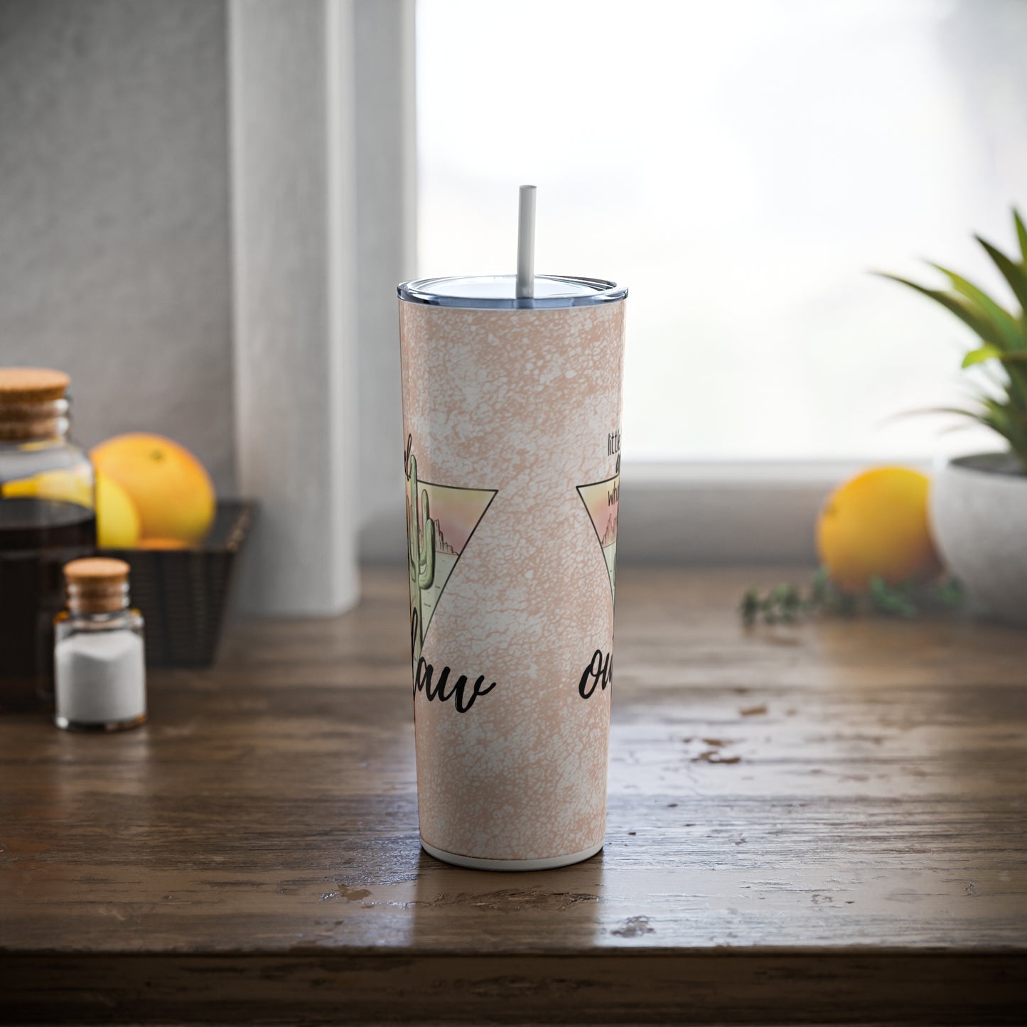 Skinny Steel Tumbler with Straw, 20oz