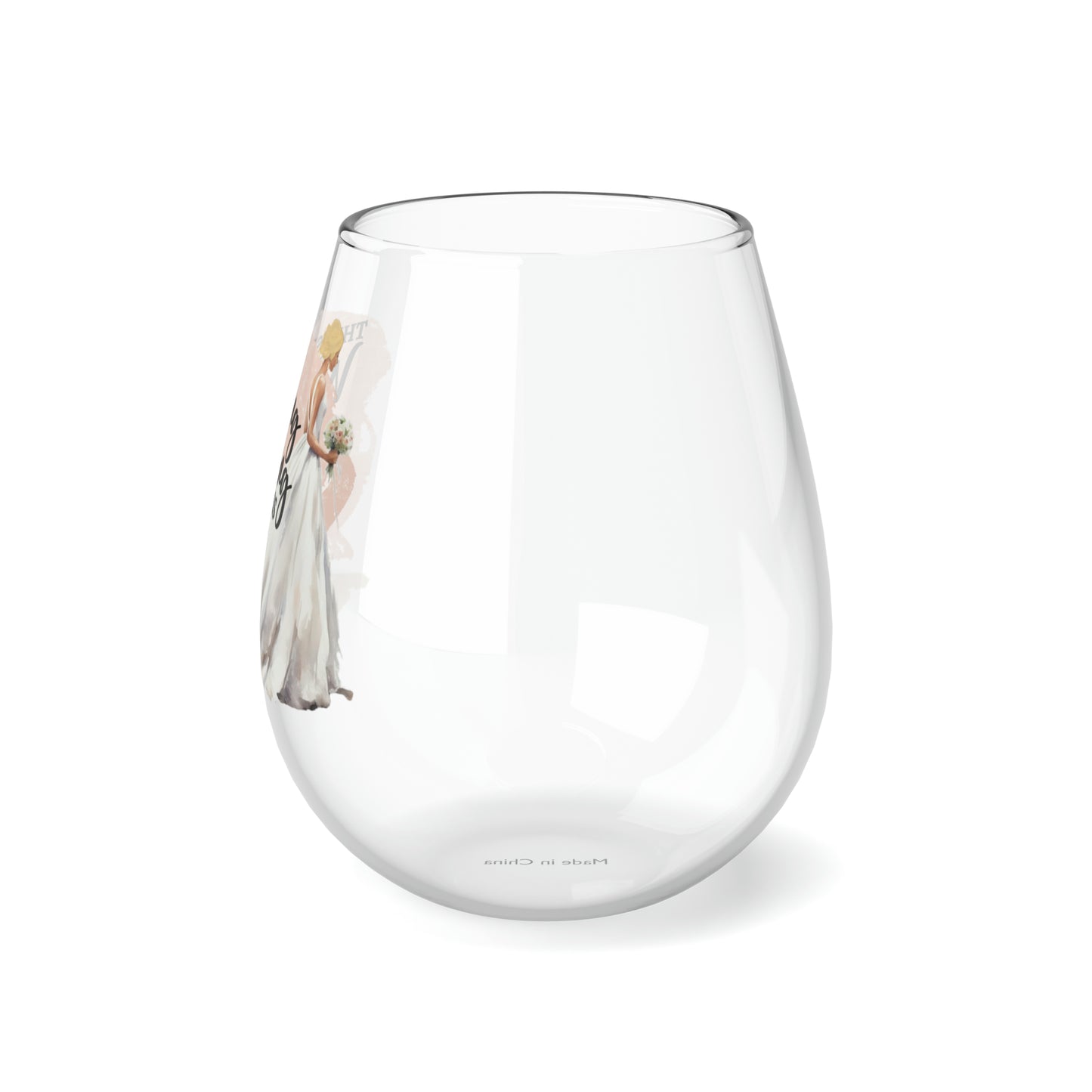 Wedding planning glass blonde Stemless Wine Glass, 11.75oz