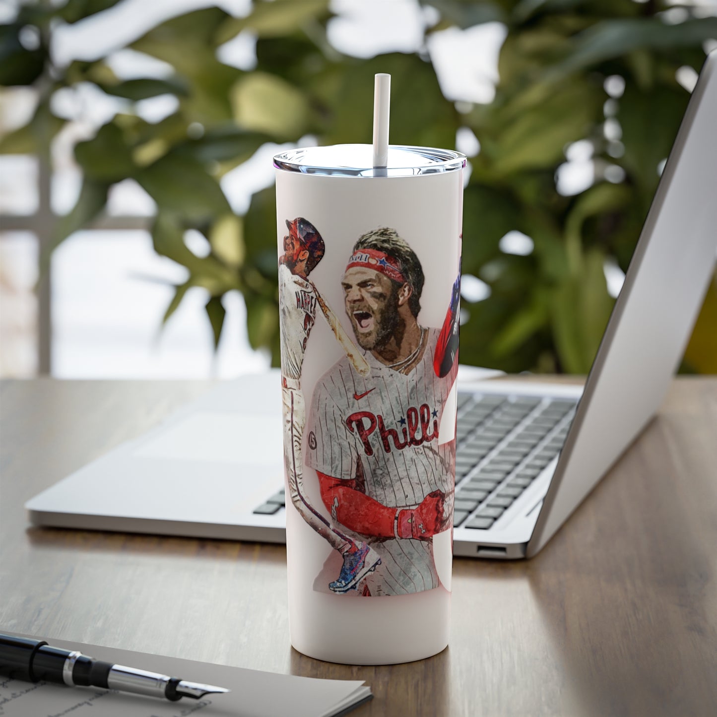 Skinny Steel Tumbler with Straw, 20oz