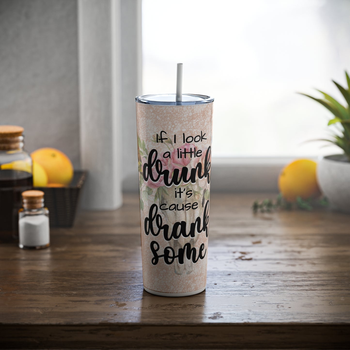 Skinny Steel Tumbler with Straw, 20oz