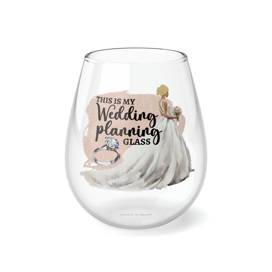 Wedding planning glass blonde Stemless Wine Glass, 11.75oz