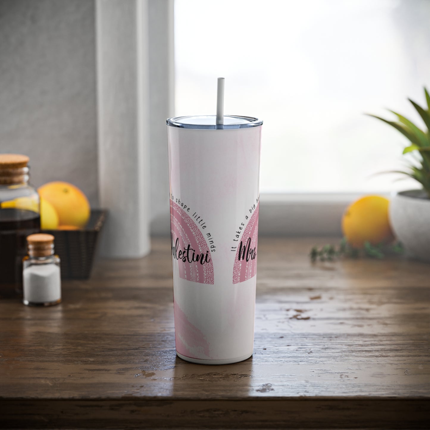 Skinny Steel Tumbler with Straw, 20oz