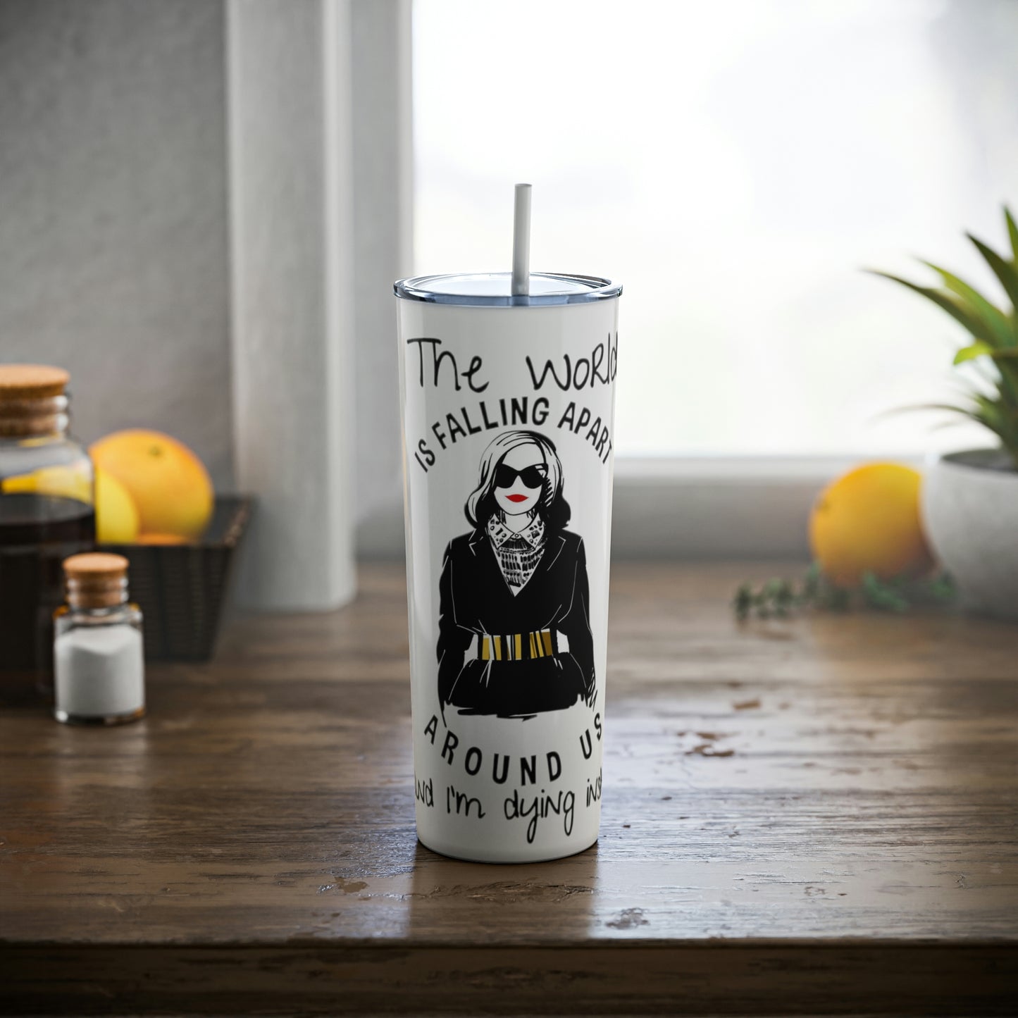 Skinny Steel Tumbler with Straw, 20oz