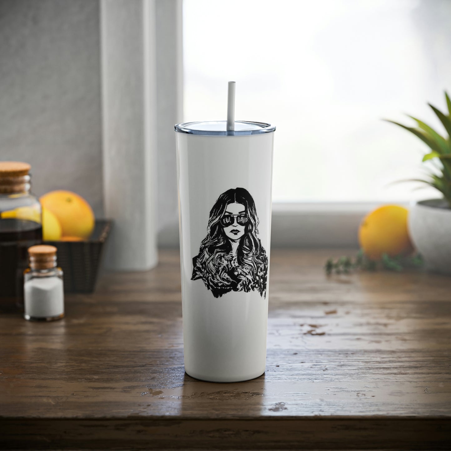 Skinny Steel Tumbler with Straw, 20oz
