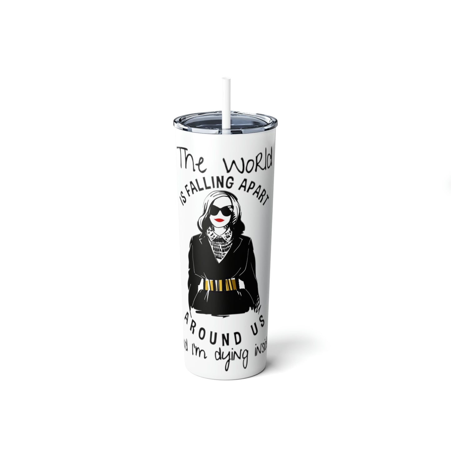 Skinny Steel Tumbler with Straw, 20oz