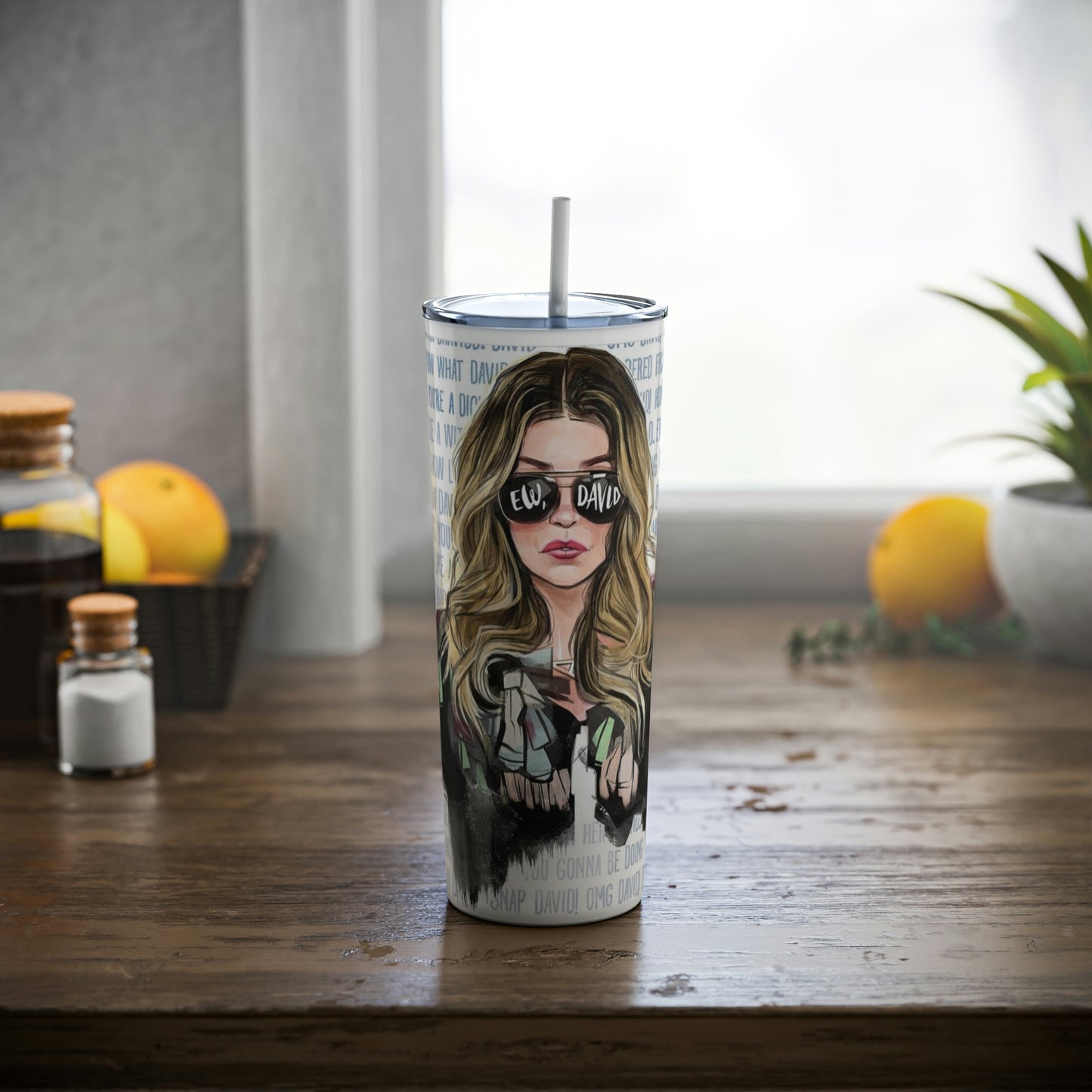 Skinny Steel Tumbler with Straw, 20oz